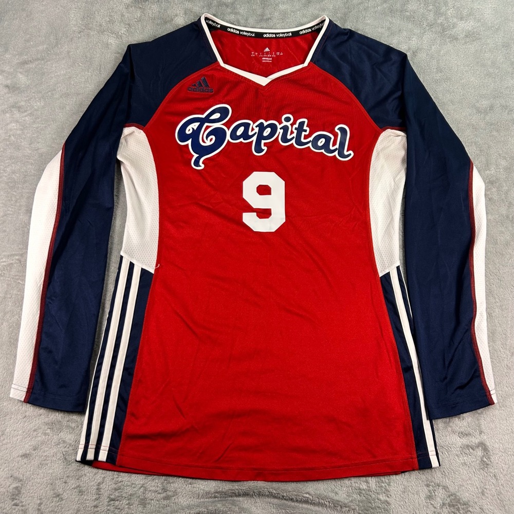 Adidas Volleyball Jersey Womens Large Red Capital Academy Madison WI Long Sleeve